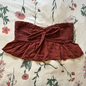 American Eagle Outfitters Brick Red Strapless Top